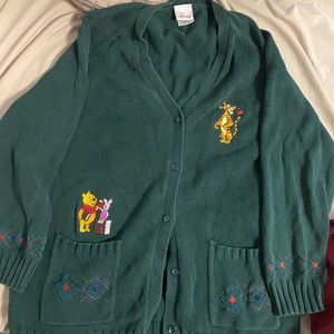 Cardigan sweater green winnie the pooh
